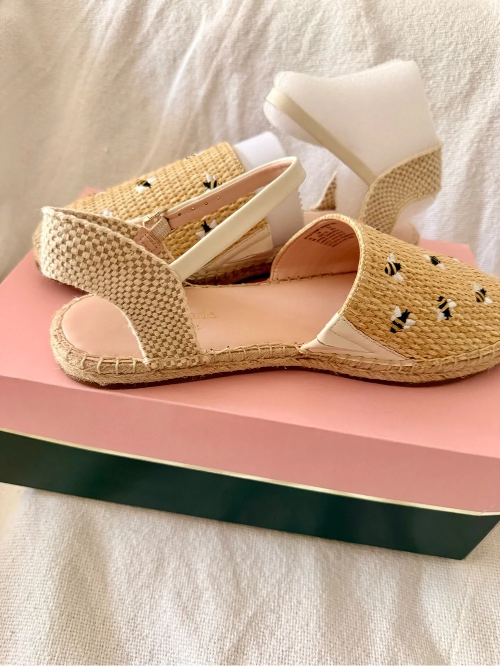 Kate Spade Espadrille Sandals with Bee Embroidery